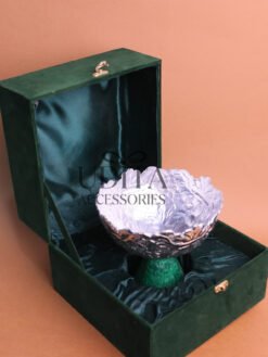 German Silver Bowl with resin base & Velvet box - 7inches