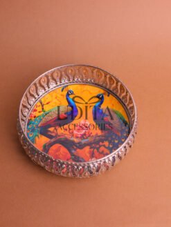 German Silver Peacock Tray - 6 inch