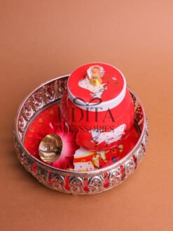 German silver tray Diya hamper- 6 inch