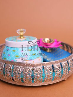 German Silver Blue Pichwai Hamper