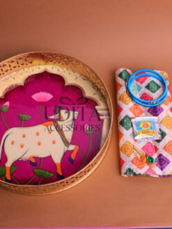Pichwai Tray, Blouse Piece, Haldi Kumkum, Crane Packet, Silk thread Bangles