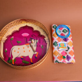 Pichwai Tray, Blouse Piece, Haldi Kumkum, Crane Packet, Silk thread Bangles