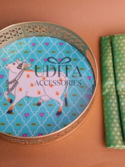 8 inches Pichwai Tray & Blouse Piece