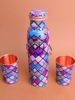 Copper Water Bottle with Copper Glasses