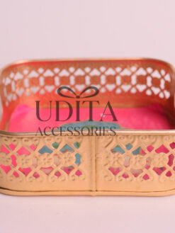 Square Pichwai Tray - Pink 6 inches