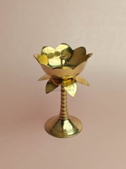 Brass Lotus Diya with stand