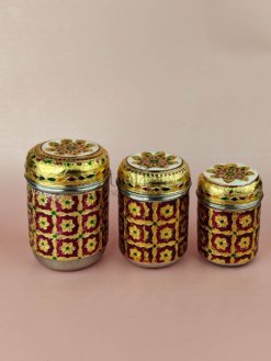 Set of Three Meenakari cansters