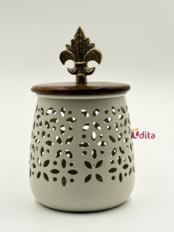 Decorative dry fruit container with wooden lid and elegant hamper packing