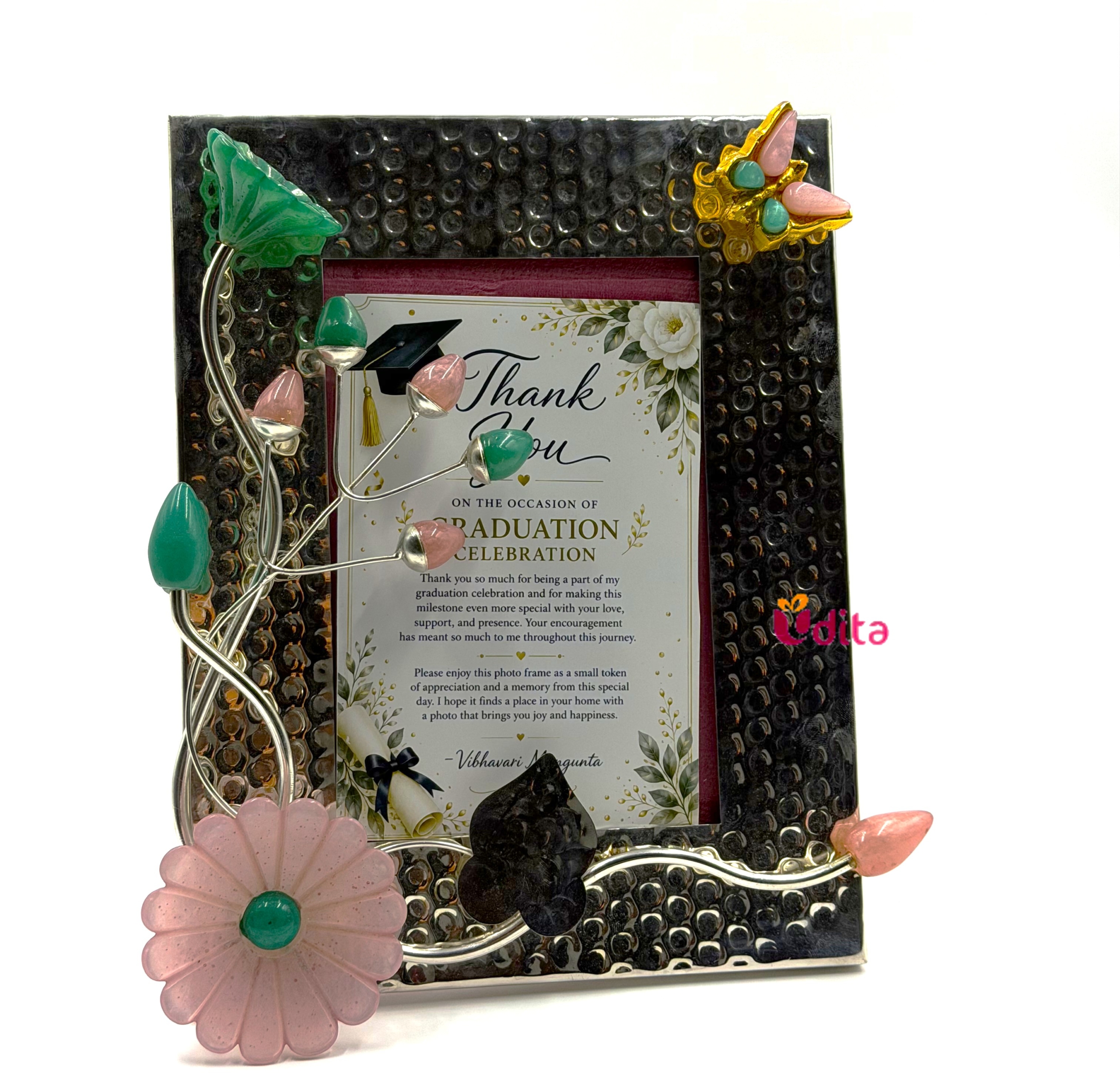 Buy premium German Silver Photo Frame Buy premium German Silver Photo Frame and Decorative Bowl Combo with velvet gift box. Custom greeting card available