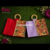 Premium designer jute bags with Banarasi brocade panels, elegant golden ring handles