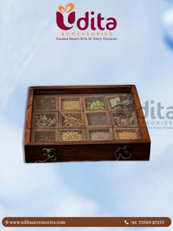 Premium Wooden Masala Box (10 x 8 Inch )