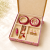 girl style haldi kumkum for Half Saree ceremony return gifts.