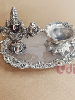 Lotus Diya and Decorative Tray for Housewarming and Wedding Return Gifts
