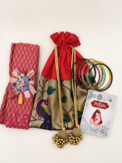 colorful bangles, and Haldi Kumkum set for Seemantham and Valaikappu ceremonies