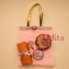 Premium lotus organza return gift combo with Matki Paithani pouch, brocade blouse piece