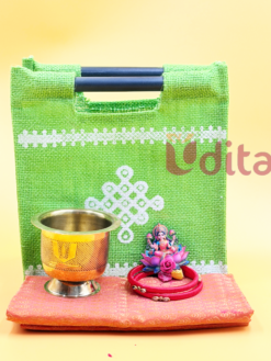 Traditional return gift combo featuring a Shanku Chakra Namam brass bowl