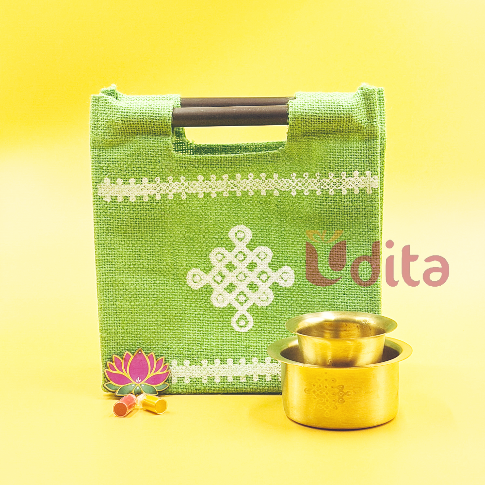 Varalakshmi Return Gift Combo – Brass Dabara Set