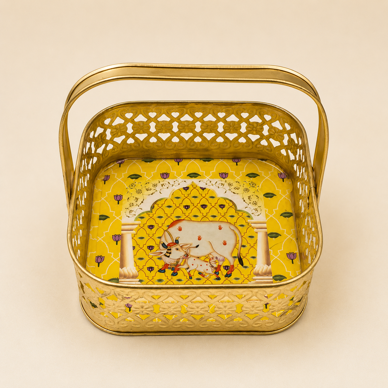 Pichwai Metal Tray Housewarming Return Gift Hamper