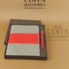 Premium executive notebook and metal pen gift set in luxury gift box for corporate gifts and custom branding.