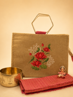 Golden Benarasi Bag Combo with Brass Gangalam