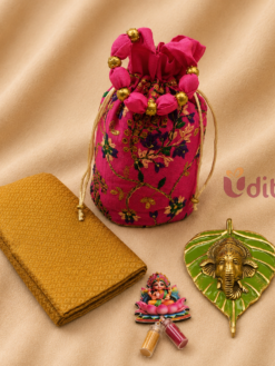 Beaded Potli with Leaf Ganesha Return Gift Set for Varalakshmi Vratham