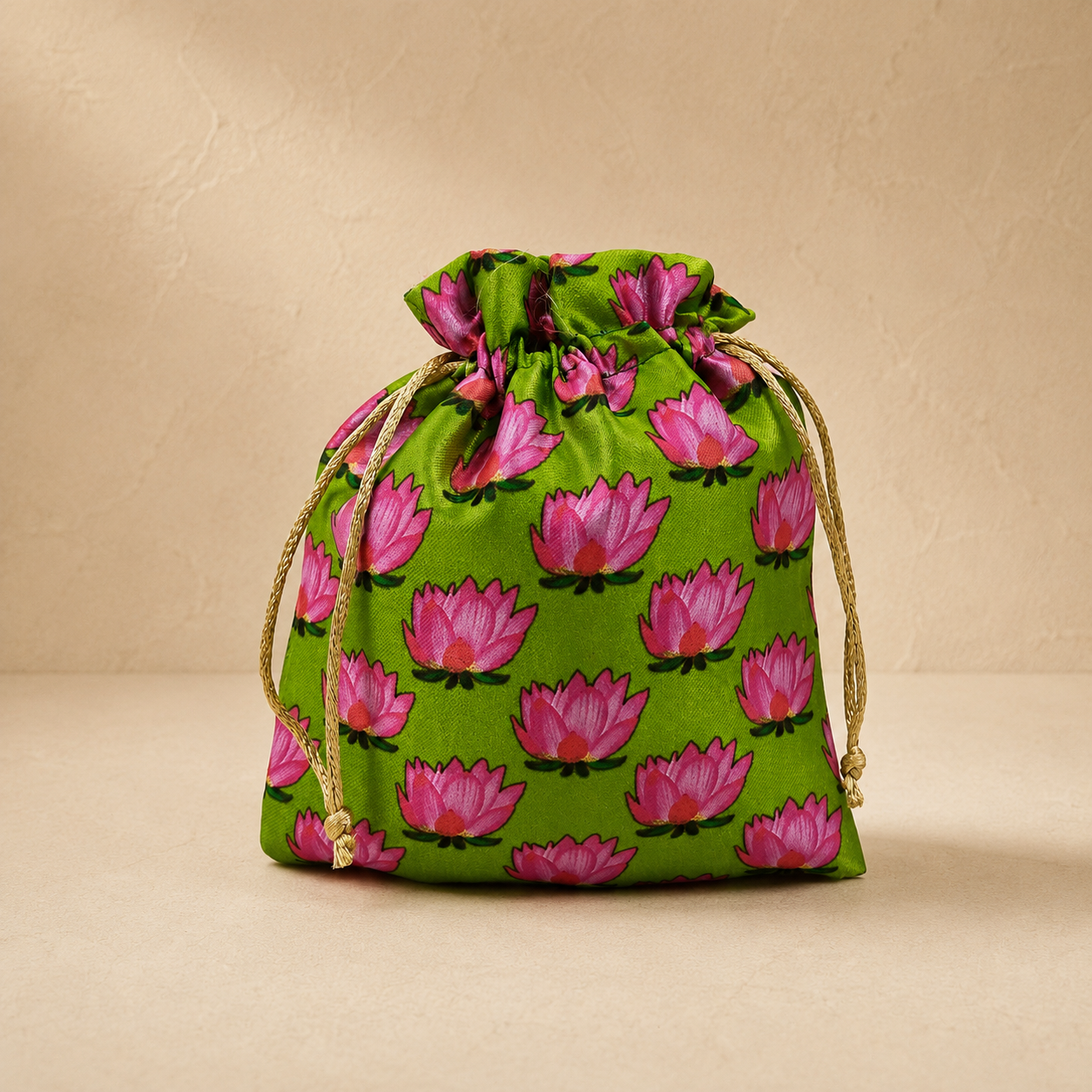 Lotus Print Potli Bag | Assorted Colours