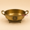 Premium brass serving bowl with decorative handles and antique finish, suitable for dry fruits, sweets, floating flowers, home décor, wedding return gifts, and housewarming gifts.