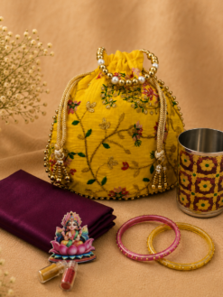 Designer Potli with Meenakari Glass Return Gifts Set for Varalakshmi Vratham Return Gifts
