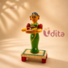 Traditional handmade Kondapalli wooden doll featuring an Indian woman holding a tray, ideal for return gifts and home décor.