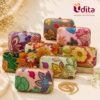 Designer Floral Chain Sling Clutch Purse for Women with Gold Chain, Premium Floral Party Clutch, Wedding Handbag, Ladies Evening Sling Bag