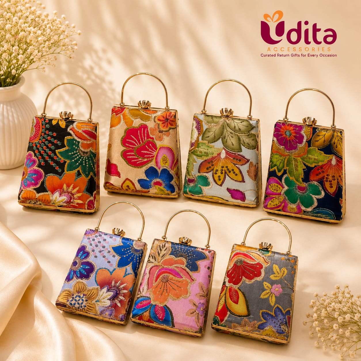 Designer Floral Mini Clutch Purse for Women Designer Floral Mini Clutch Purse for Women, Premium Floral Party Clutch, Wedding Return Gift Clutch, Ladies Evening Purse, Assorted Floral Handbag