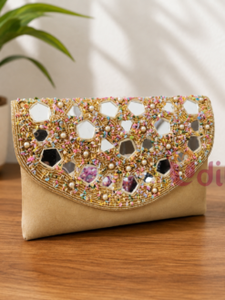 Multicolor Beaded Mirror Work Clutch Bag | Assorted Colors