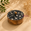 Wooden roti box with floral printed lid for chapati and bread storage