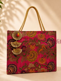 12x10 inch Banaras wedding bag in assorted colors for return gifts