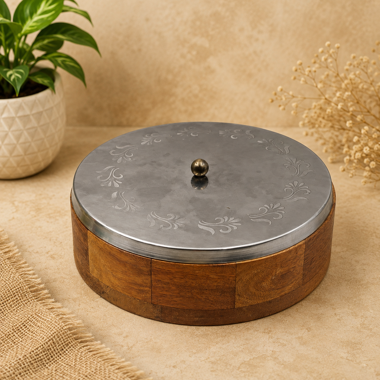 9 Inch Wooden Chapati Box