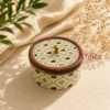 wooden roti box with floral patterned lid for chapati and roti storage