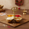 Peacock haldi kumkum set with four compartments for traditional pooja and return gifts